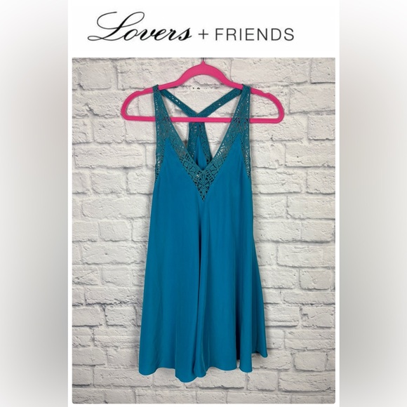 Lovers + Friends- Bright Blue Crochet Trim Dress size XS - Picture 1 of 6